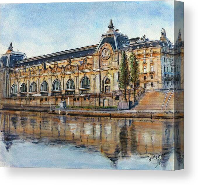 Architecture Canvas Print featuring the painting Musee d' Orsay, Paris by Henrieta Maneva