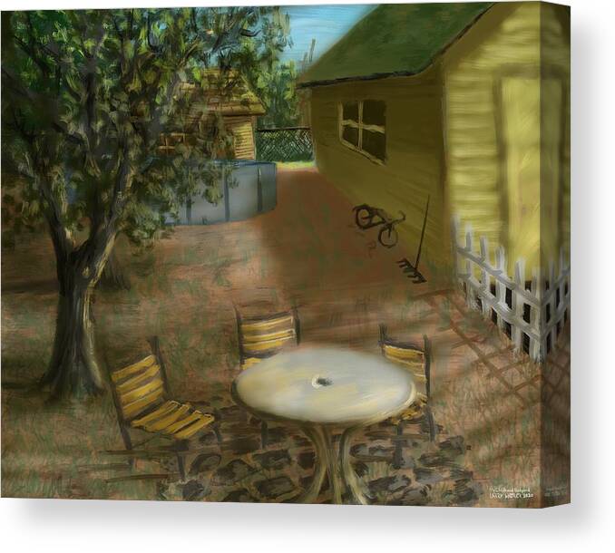 Painting Canvas Print featuring the digital art My Childhood Backyard by Larry Whitler