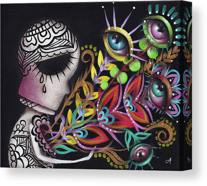 Day Of The Dead Canvas Print featuring the painting My True Self by Abril Andrade