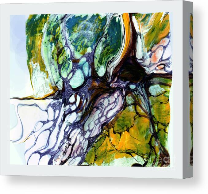 Neurographic Canvas Print featuring the mixed media Mycelium Conversation Trees and a Windy Hill by Zsanan Studio