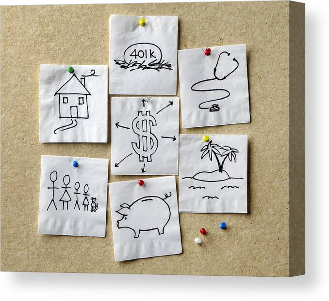 Art Canvas Print featuring the photograph Napkins with Personal Finance Concepts by Jeffrey Coolidge