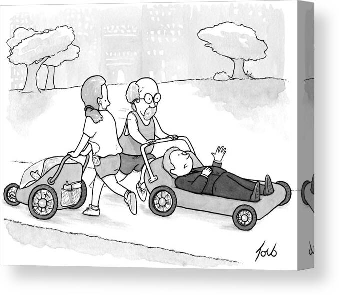 Captionless Canvas Print featuring the drawing New Yorker April 2, 2012 by Tom Toro