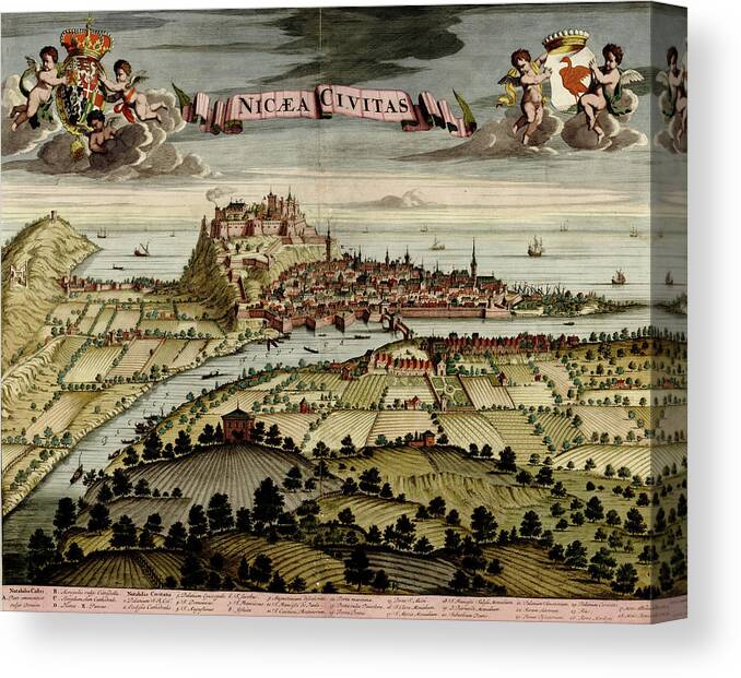 Maps Canvas Print featuring the drawing Nicea 1700 by Vintage Maps