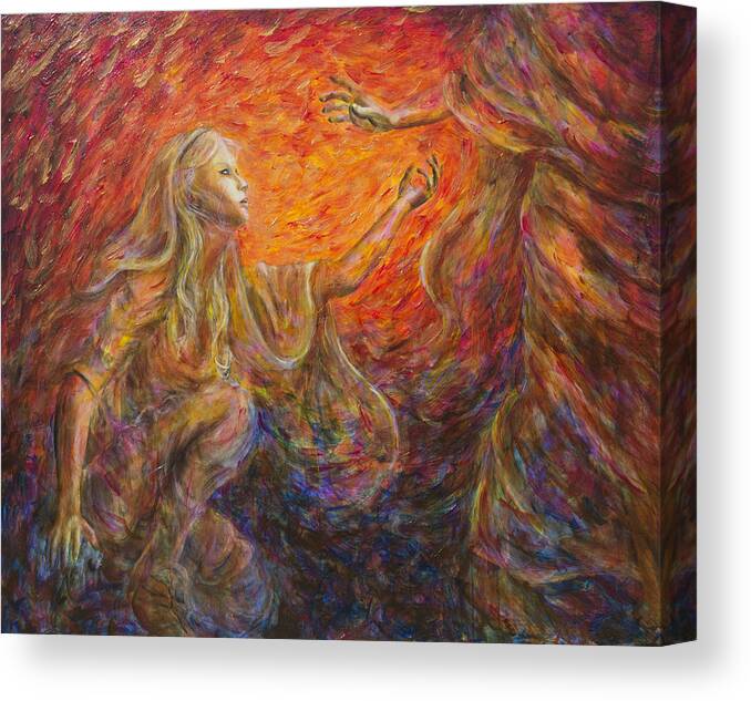 Mary Canvas Print featuring the painting Noli Me Tangere by Nik Helbig