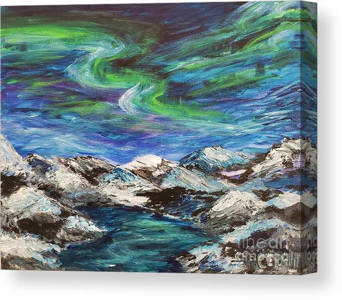 Northern Lights Canvas Print featuring the painting Nordlys II by C E Dill