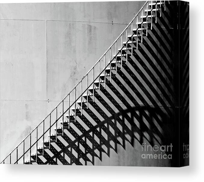 Shadow Canvas Print featuring the photograph Oil Storage Tank Shadow Stairs by Pete Klinger