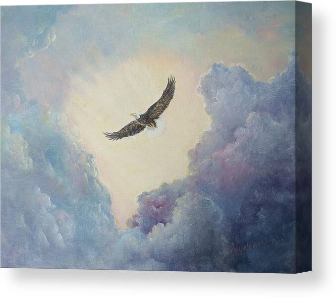 Eagles Canvas Print featuring the painting On Eagles' Wings by ML McCormick