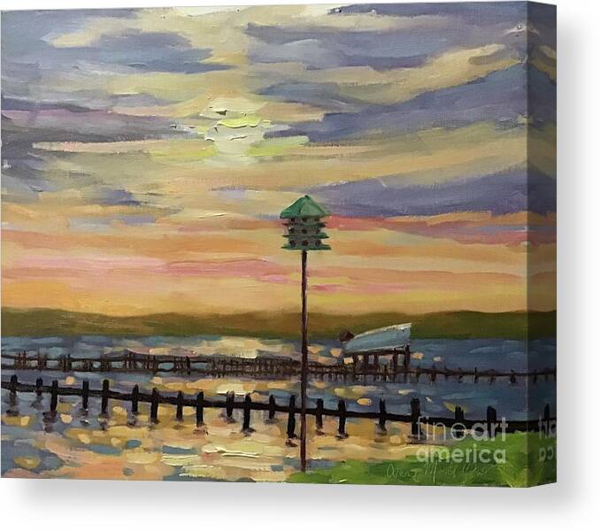 Sunset Canvas Print featuring the painting Outer Banks Sunset by Anne Marie Brown