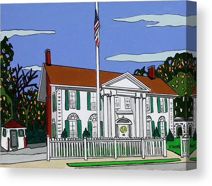 Valley Stream Historical Society Canvas Print featuring the painting Pagan Fletcher House by Mike Stanko