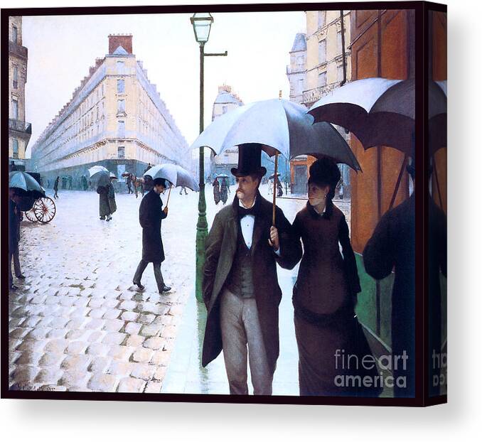 Caillebotte Canvas Print featuring the painting Paris the Place de l Europe on a Rainy Day by Gustave Caillebotte