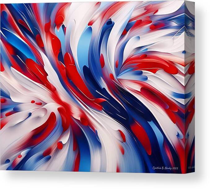 Newby Canvas Print featuring the digital art Patriotic Abstract 2023 by Cindy's Creative Corner