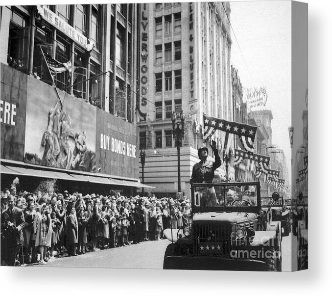 1945 Canvas Print featuring the photograph Patton Parade, 1945 by Granger