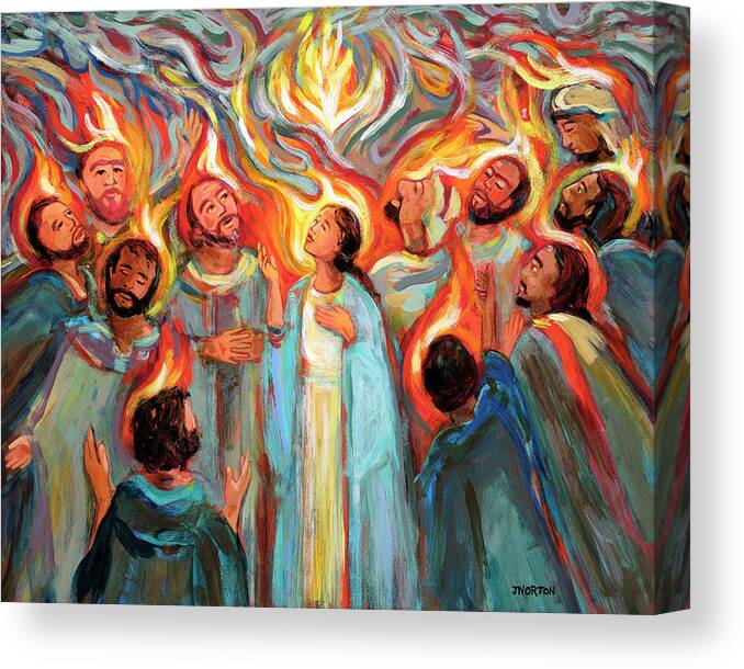 Jen Norton Canvas Print featuring the painting Pentecost by Jen Norton
