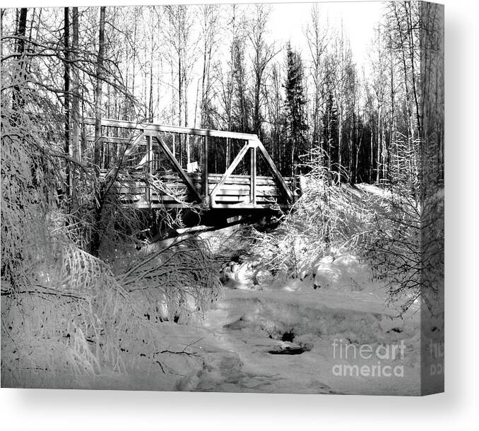 Bridge Canvas Print featuring the photograph Peters Creek Bridge in Winter by Kimberly Blom-Roemer