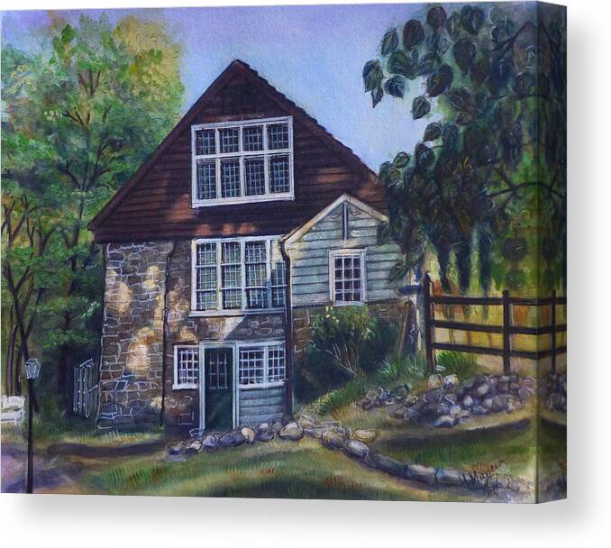 Architecture Canvas Print featuring the painting Phillips Mill II by Henrieta Maneva