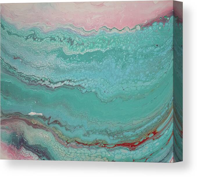 Pour Canvas Print featuring the mixed media Pink Sea by Aimee Bruno