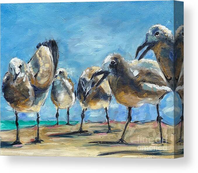 Sand Piper Canvas Print featuring the painting Piper HOA by Alan Metzger