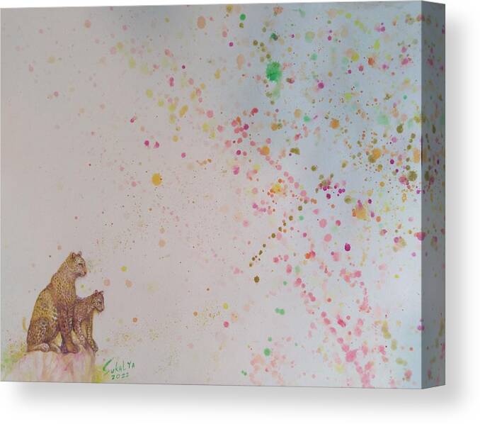 Leopard Canvas Print featuring the painting Playing In Abstract #6 by Sukalya Chearanantana