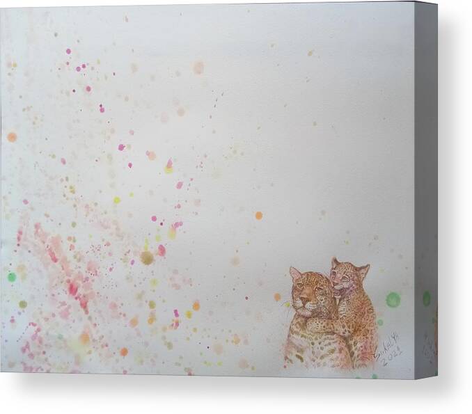 Leopard Canvas Print featuring the painting Playing In Abstract #7 by Sukalya Chearanantana