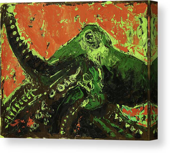 Octopus Canvas Print featuring the painting Radioactive Octopus by Sv Bell