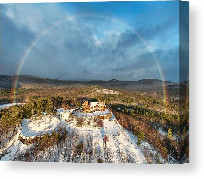  Canvas Print featuring the photograph Rainbow at the Castle by John Gisis