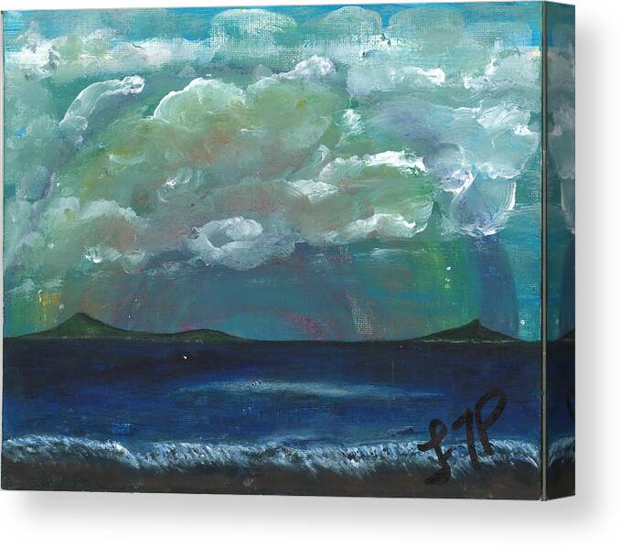 Rainbow Canvas Print featuring the painting Rainbow Over the Island by Esoteric Gardens KN