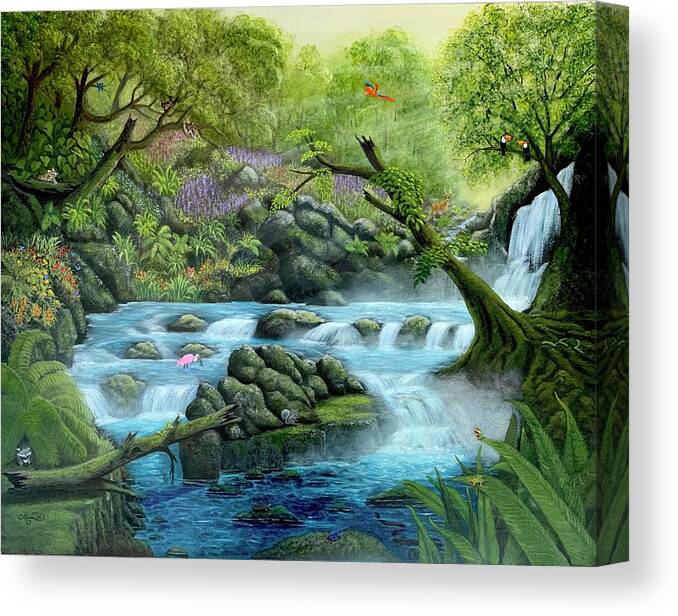 Rainforest Canvas Print featuring the painting Rainforest by Marlene Little
