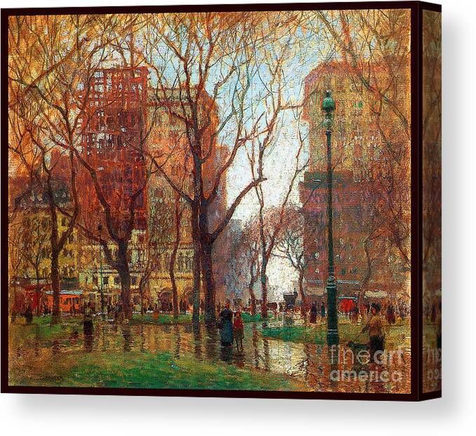 Cornoyer Canvas Print featuring the painting Rainy Day Madison Square New York 1907 by Paul Cornoyer