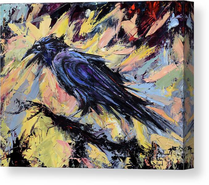 Bird Canvas Print featuring the painting Raven series#2 by Debra Hurd