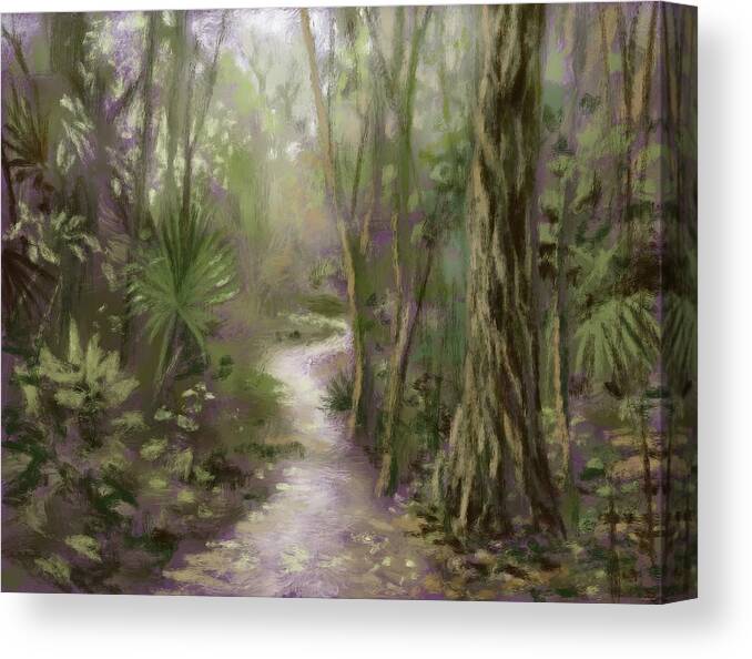Trail Canvas Print featuring the painting Ravine Gardens Trail by Larry Whitler