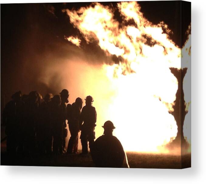 Firefighter Canvas Print featuring the photograph Real Heroes in Action by Lee Darnell