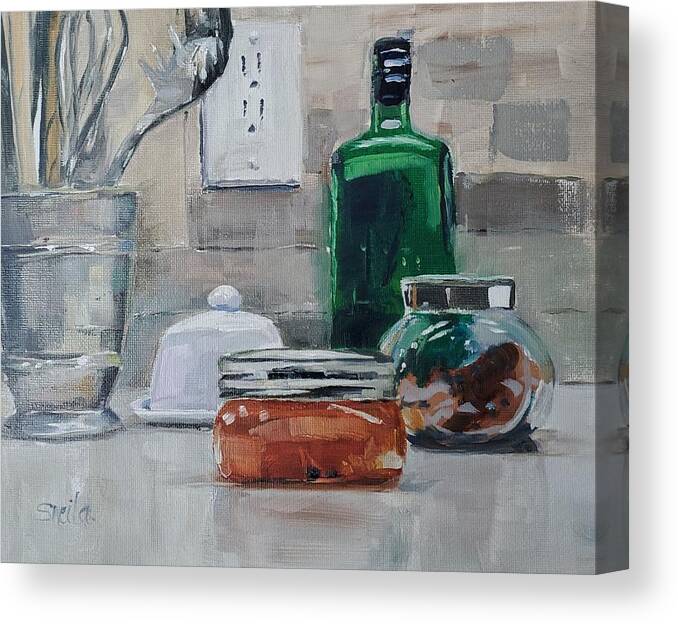 Still Life Canvas Print featuring the painting Red Pepper Jelly by Sheila Romard
