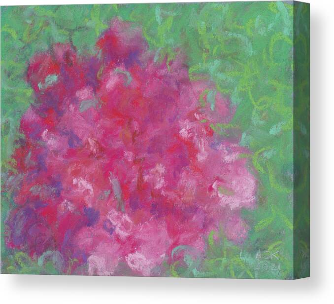 Roses Canvas Print featuring the pastel Red Roses at the Pond 2 by Anne Katzeff