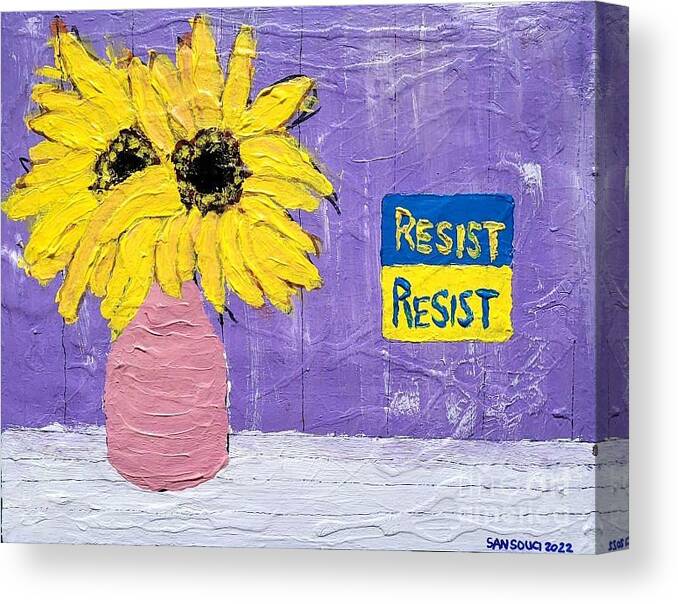  Canvas Print featuring the painting Resist by Mark SanSouci
