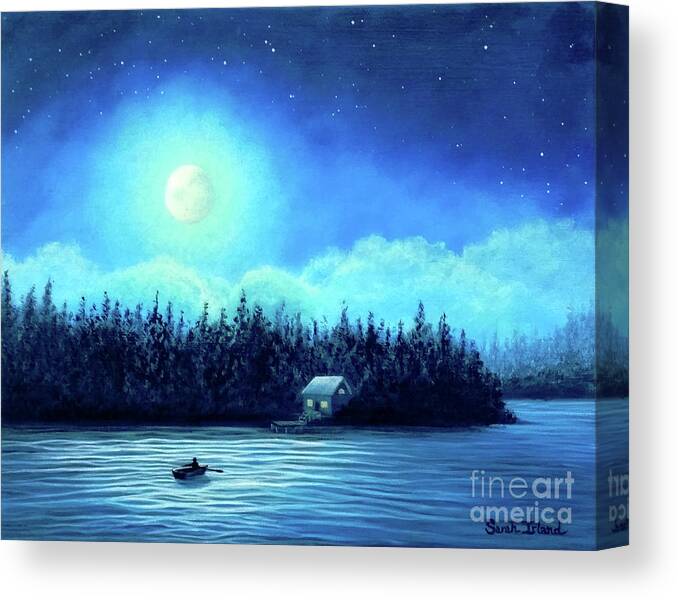 Returning Canvas Print featuring the painting Returning by Moonlight by Sarah Irland