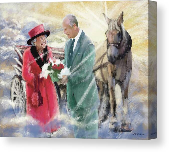 Queen Canvas Print featuring the painting Reunited In The Kingdom by Larry Whitler
