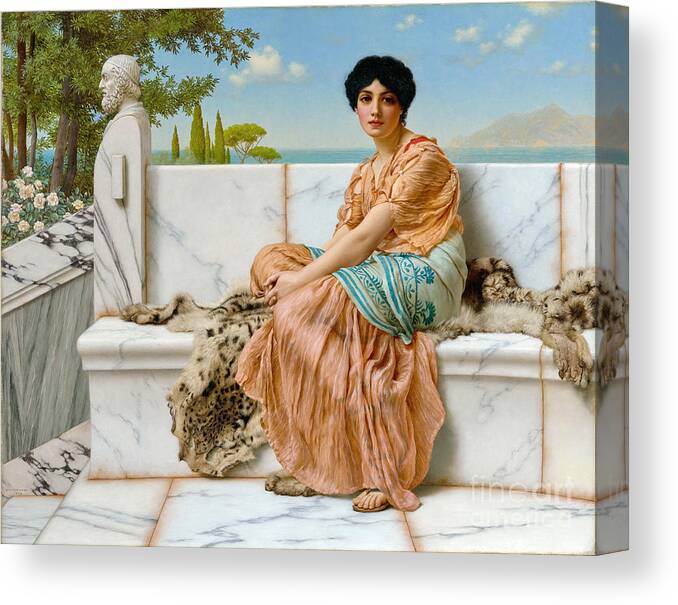 John William Godward Canvas Print featuring the painting Reverie In the Days of Sappho 1904 by John William Godward