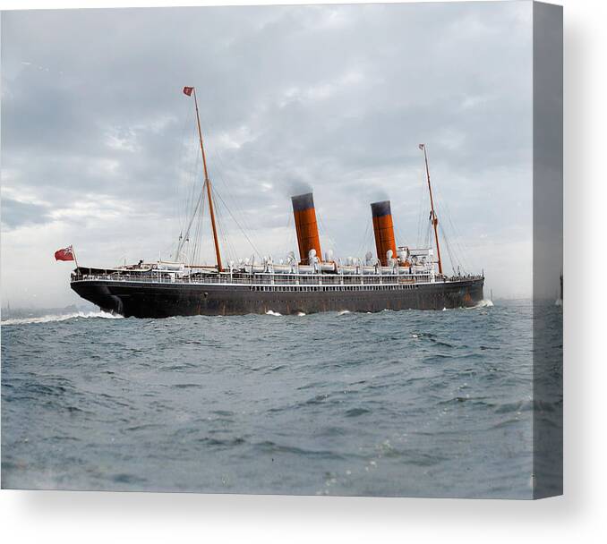 Steamer Canvas Print featuring the digital art R.M.S. Lucania by Geir Rosset