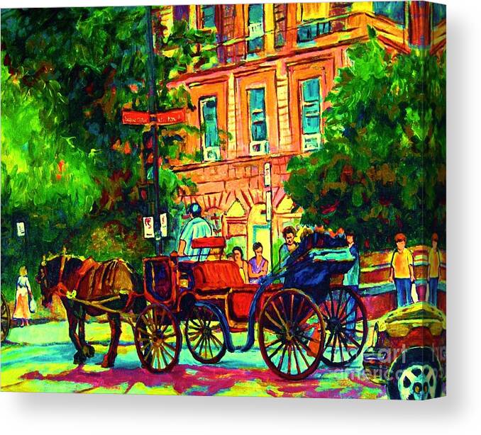 Romantic Carriage Ride Canvas Print featuring the painting Romantic Carriage Ride by Carole Spandau