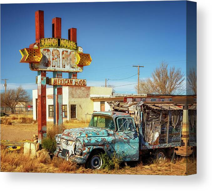 Route 66 Canvas Print featuring the photograph Route 66 - Ranch House Cafe by Susan Rissi Tregoning