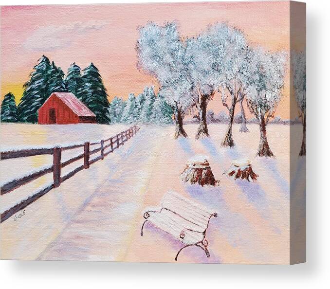 Snow Canvas Print featuring the painting Rural Retreat by Gail Friedman