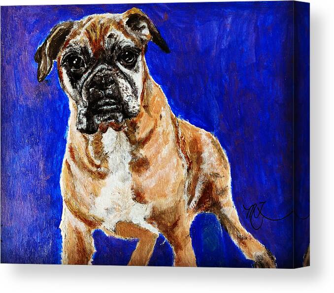 Dog Canvas Print featuring the painting SAM the BOXER by Melody Fowler