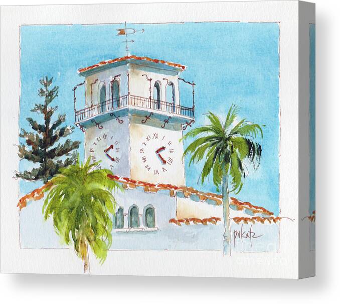 Impressionism Canvas Print featuring the painting Santa Barbara County Courthouse by Pat Katz