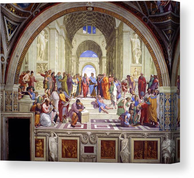 Raffaello Sanzio Canvas Print featuring the painting School of Athens, 1509-1511 by Raphael