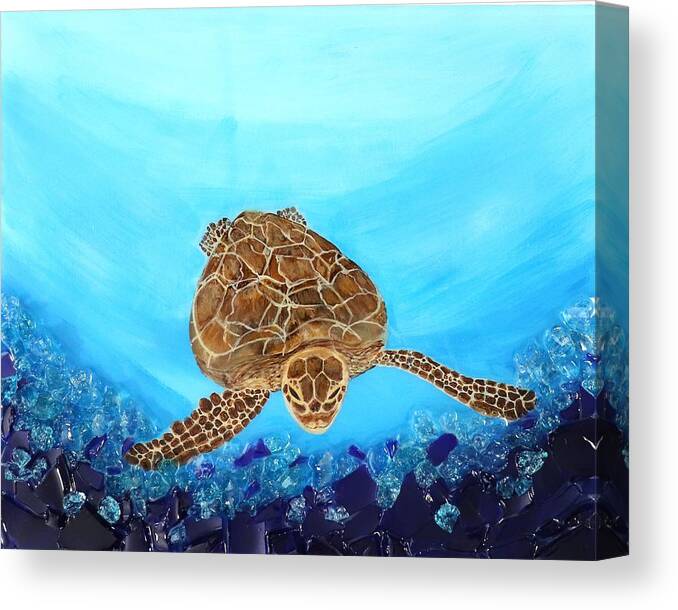  Canvas Print featuring the painting Sea Turtle by Jenn C Lindquist