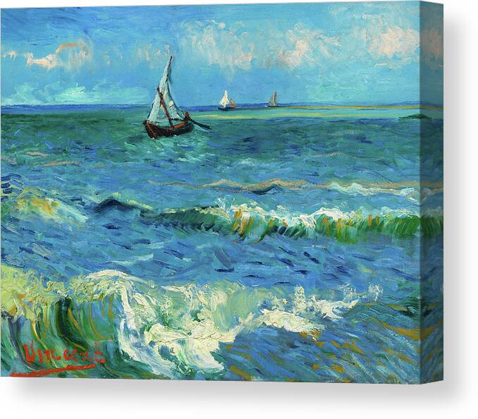 Vincent Van Gogh Canvas Print featuring the painting Seascape, 1888 by Vincent van Gogh