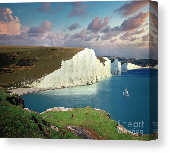 Nag000385b Canvas Print featuring the photograph Seven Sisters Coast by Edmund Nagele FRPS