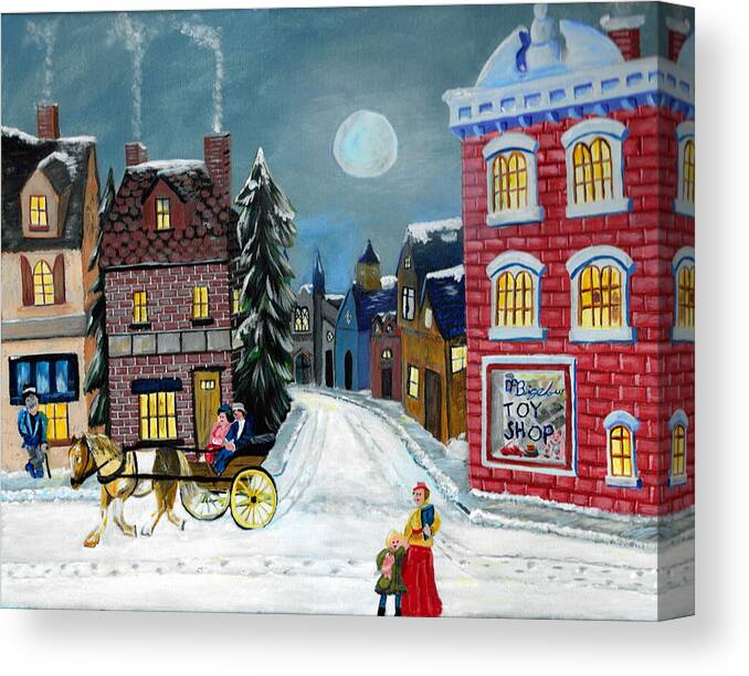 Snow Canvas Print featuring the painting Shopping by David Bigelow