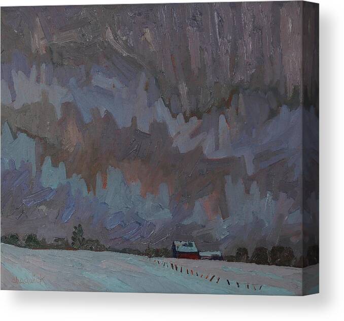 1757 Canvas Print featuring the painting Snow Virga Farm by Phil Chadwick