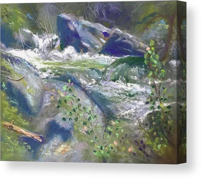Rushing Water Canvas Print featuring the pastel Song of Spring by Sandra Lee Scott